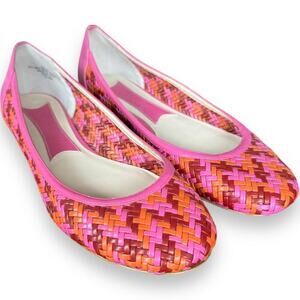 Boutique 9 Pink Orange Red Herringbone Woven Ballet Flats Women’s Size 9.5